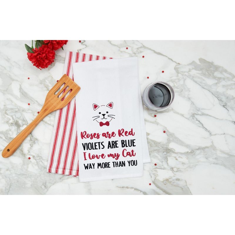 C&F Home I Love My Cat Valentine's Day Embroidered Cotton Flour Sack Kitchen Towel, 4 of 7