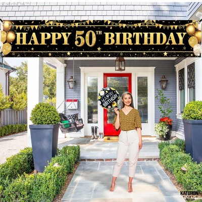 KatchOn, XtraLarge Happy 50th Birthday Yard Banner - 120x20 Inch |Over The Hill 50th Birthday Decorations for Men and Women