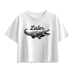 Girls' - Instant Message - Later Gator Short Sleeve Boxy Graphic T-Shirt - 1 of 3