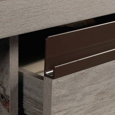 Mystic Oak Gray Wood Computer Desk with Drawers and Filing Cabinet