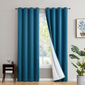 HLC.ME Dakota 100% Blackout Thick Thermal Insulated Energy Efficient Heat Blocking Curtains Grommet Panels, Set of 2 - 1 of 4