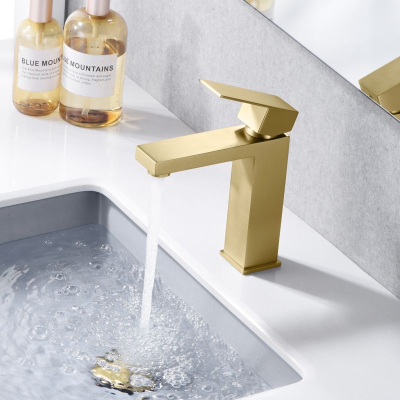 Sumerain Brushed Gold Bathroom Sink Faucet Single Hole Vanity Faucet Stainless Steel, Single Handle, 4 of 9