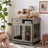 Furniture Dog crate, indoor pet crate end tables, decorative wooden kennels with removable trays. Grey, 32.3'' W x 22.8'' D x 33.5'' H. - 2 of 4
