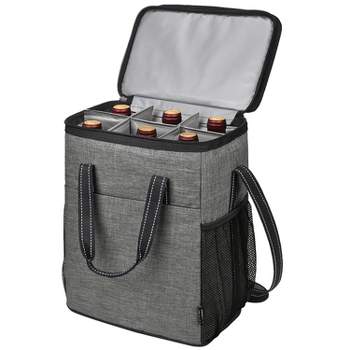 Tirrinia 6 Bottle Wine Gift Carrier - Insulated & Padded Wine Carrying Cooler Tote Bag with Handle and Adjustable Shoulder Strap, Gift for Wine Lover