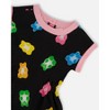 Deux par Deux Girl Printed French Terry Dress Black and Multicolored Gummies - 4 of 4