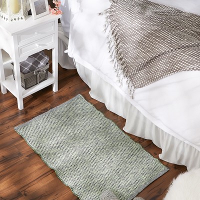 Handwoven Hunter Green Diamond Cotton Rug 24"x36"