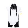 Hudson Baby Infant Boy Cotton Bodysuit, Pant and Shoe Set, Black Gingham Bow Tie - 2 of 4