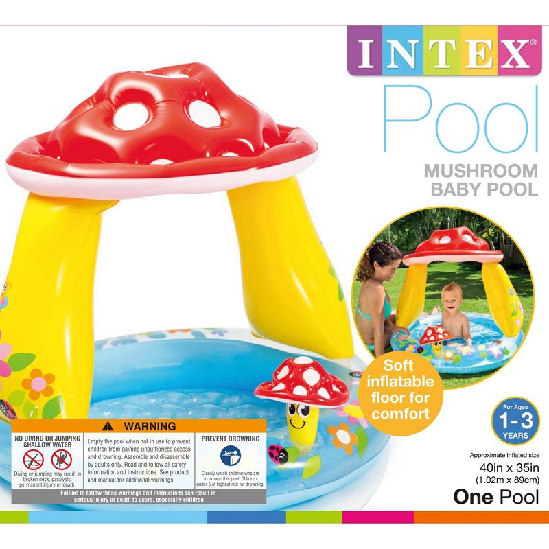 Intex Inflatable Mushroom Water Play Center Kiddie Baby Swimming Pool Ages 1-3, 5 of 7