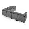 116" Chenille Upholstery U-Shaped Modular Sectional Sofa with 6 Storage Seats, 6-piece DIY Combinations Sofa - 3 of 4