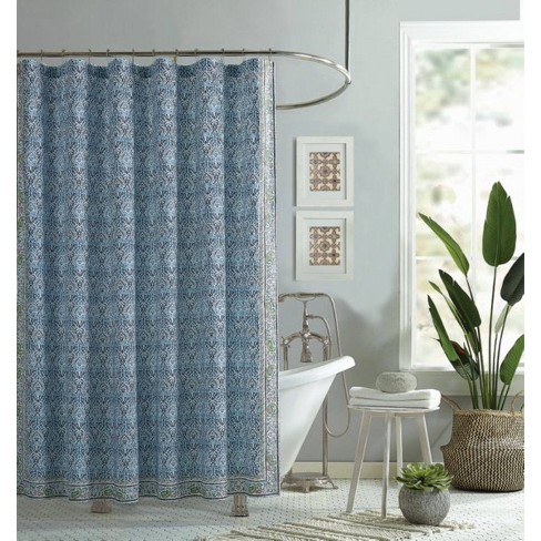 Moda At Home Polyester Fabric 'Lyndale' Shower Curtain (Blue/White