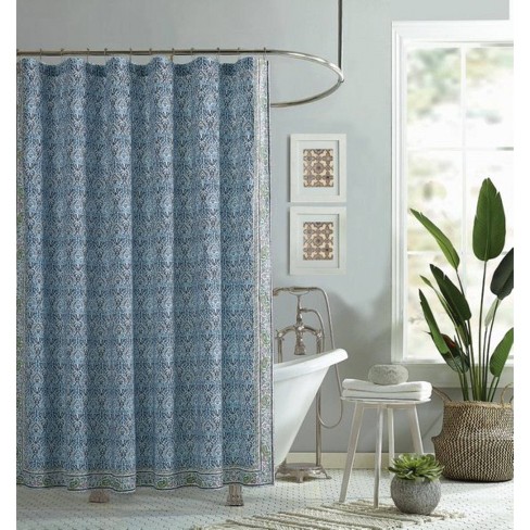 Talca Shower Curtain Blue Jessica, 80 Inch Length Shower Curtains