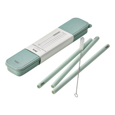 tagltd Reusable Silicone Straw Set Aqua