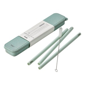 tagltd Reusable Silicone Straw Set Aqua - 1 of 2