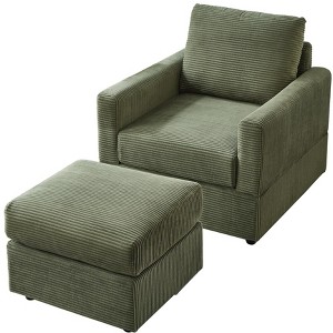 GDFStudio Warner Corduroy 55" D Upholstered Accent Chair with Ottoman - 1 of 4
