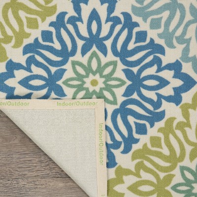 Blue Floral Synthetic 10' x 14' Rectangular Area Rug