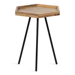 Kate and Laurel Kashvi Hexagon Metal Side Table, 17x15x20, Natural and Black - 1 of 4