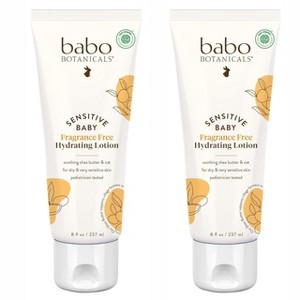 Babo Botanicals Sensitive Baby Fragrance Free Hydrating Lotion |  Shea Butter & Jojoba Oil - for Body & face - for Babies - 8 oz (PACK OF 2) - 1 of 2