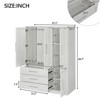 SEVOBAL Armoire Wardrobe Closet Wood Closet Wardrobe Armoire Cabinet Organizer Freestanding Clothes Storage Cabinet Bedroom, Gray, 131.4"*66"*19.1" - 3 of 4