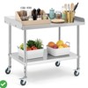 Stainless Steel Equipment Stand with Undershelf 5" Wheels NSF Commercial Prep & Work Table w/ Edge Baffle - 3 of 4