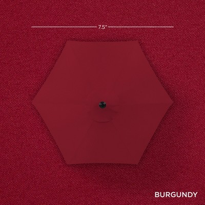 Burgundy Solar-Powered Tilting Patio Umbrella with LED Lights and Steel Pole