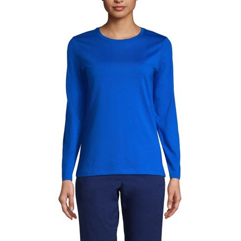 Lands' End Women's Relaxed Supima Cotton Long Sleeve Crew Neck T-shirt ...