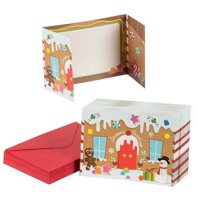 36-Pack Merry Christmas Holiday Greeting Card - Happy Holidays Xmas Cards in Gingerbread House Design, Assorted with Envelopes, Tri-Fold Cards, 5x7"