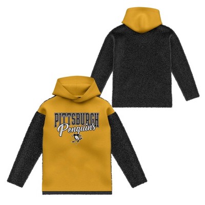 NHL Pittsburgh Penguins Girls' Faux Fur Long Sleeve Hooded Sweatshirt
