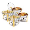 ROVSUN 5QT 4 Packs Round Chafing Dish Buffet Set with Glass Lid & Lid Holder for Parties - 2 of 4
