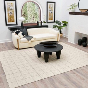 Hauteloom Nissa Cream Checkered Wool Rug - 1 of 4