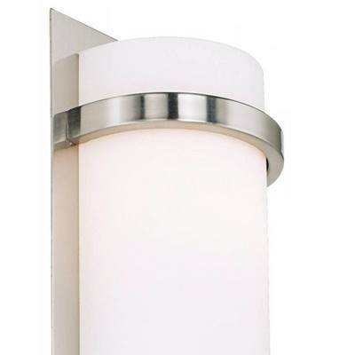 Brushed Nickel 2-Light Cylinder Wall Sconce with Etched Glass