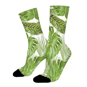 Jungle Palm Leaves Women Printed Crew Socks Funny Funky Socks Soft Polyester Novelty Gifts for Artists Men - 1 of 4