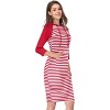 Women 3/4 Sleeve Stripe Pocket Knee Length Slim Pullover Hoodie Dress for Women - 2 of 4