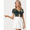 Allegra K Women's V Neck Mesh Sheer Shimmer Cutout Crop Tops - 3 of 4