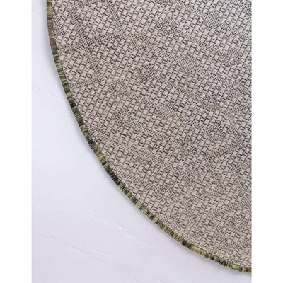 Green and Gray Oval Trellis Outdoor Rug