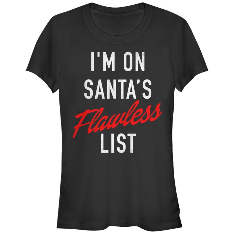 Juniors Womens Lost Gods Christmas Santa's Flawless List T-Shirt, 1 of 4