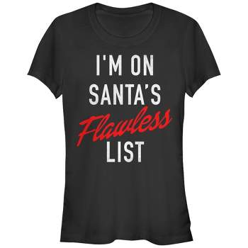 Juniors Womens Lost Gods Christmas Santa's Flawless List T-Shirt