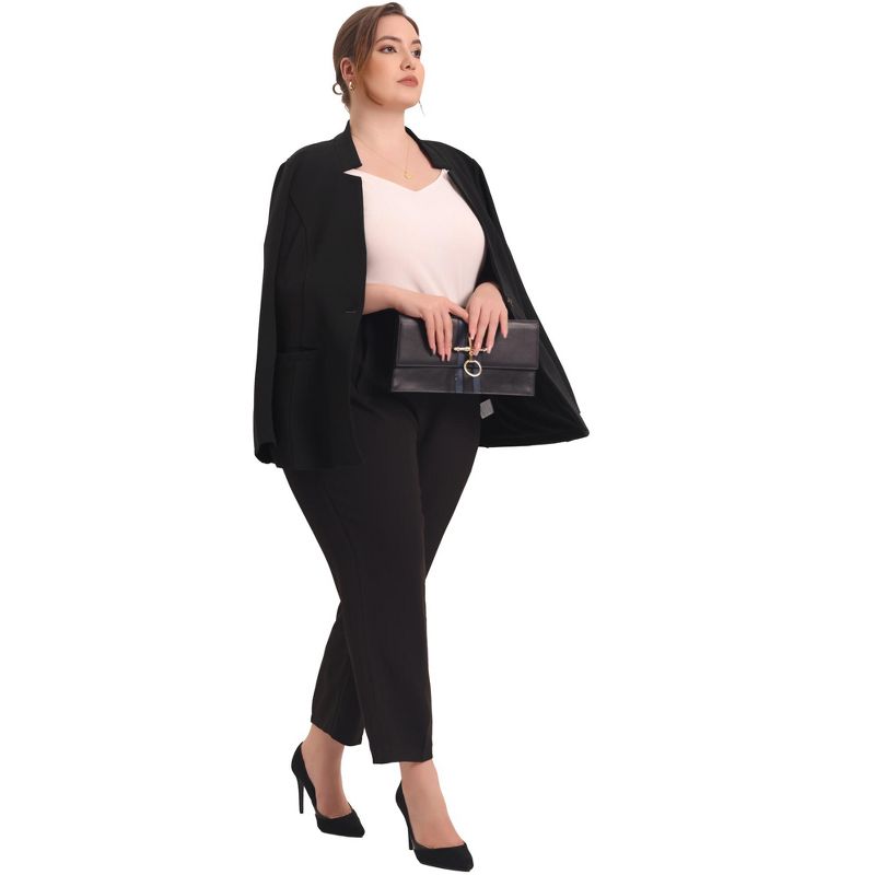 Agnes Orinda Women's Plus Size Button Long Sleeve Office Work Business Suit Blazer Jackets, 3 of 6