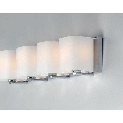 Polished Chrome 4-Light Vanity Fixture with Satin White Glass
