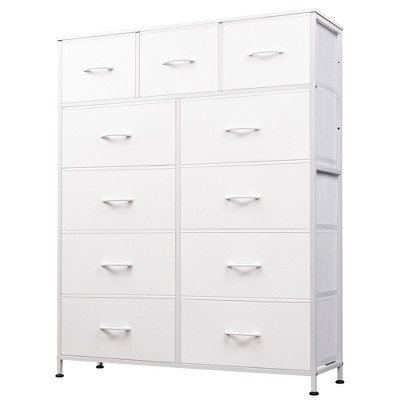 11-Drawer Tall Fabric Dresser Storage Tower with Steel Frame and Wood Top, Chest of Drawers Organizer Unit for Bedroom, Closet, Hallway