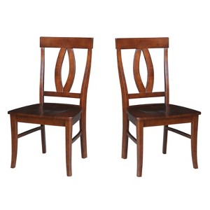 International Concepts Set of 2 Cosmo Verona Splat Back Chairs Espresso: Hardwood Frame, 250lb Capacity - 1 of 4