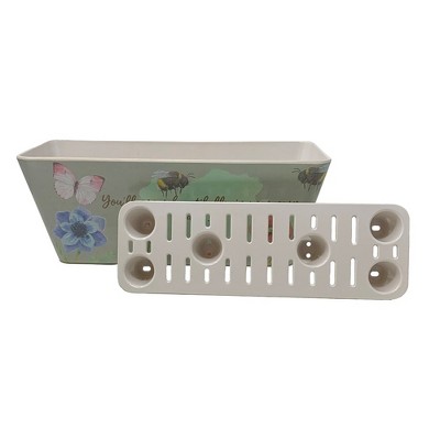 16" Multicolor Bamboo Fiber Rectangular Self-Watering Planter