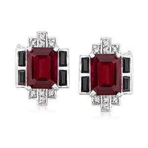 Ross-Simons 3.70 ct. t.w. Garnet and .50 ct. t.w. Multi-Gem Earrings in Sterling Silver - 1 of 3