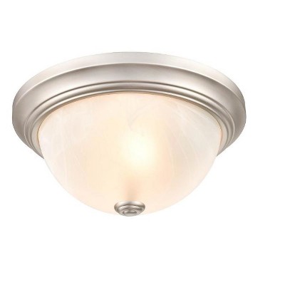 Sleek Satin Nickel 11" Glass Bowl Flush Mount Light