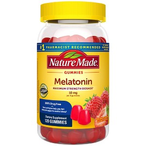 Nature Made Melatonin Maximum Strength 100% Drug Free Sleep Aid for Adults 10mg per serving Gummies - 1 of 4