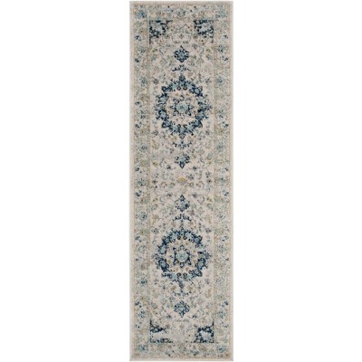 Madison Mad155 Power Loomed Runner Rug - Ivory/blue - 2'3