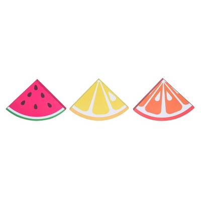 Transpac MDF Fruit Slice Slat Decor Set of 3 Spring Home Decorations