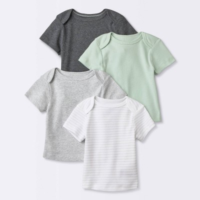 Baby 4pk Basic Short Sleeve T-Shirt - Cloud Island™ Gray Newborn
