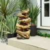 4 Tier Resin Faux Tree Trunk Log Fountain Brown/Gray - Alpine Corporation: Weather-Resistant, Electric, No Assembly Required - 2 of 4