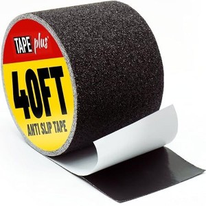 Tape Plus Anti Slip Tape For Stairs (Black 4" x 40 Feet Wide Tread) Waterproof Grip Tape For Outdoor/Indoor - 1 of 4