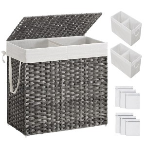 SONGMICS Laundry Hamper with Lid Clothes Hamper with 2 Removable Liner Bags & 6 Mesh Bags - 1 of 4